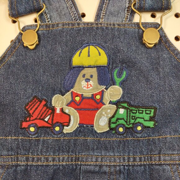 Vintage Baby Overalls with Bear and Truck Embroidery, Size 3-6 Months - Picture 3 of 7